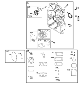 Part Location Diagram of 846027 Briggs and Stratton O ring-oil gallery